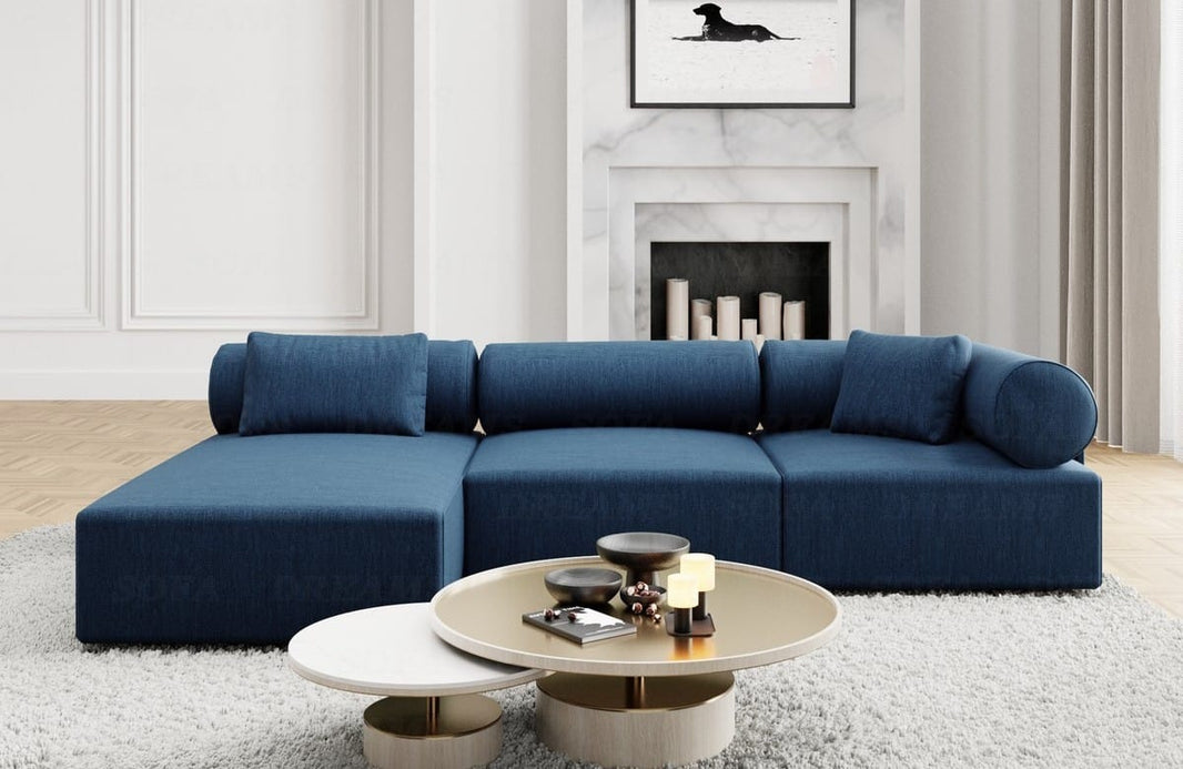 Couch Laguardia L-Form in Stoff