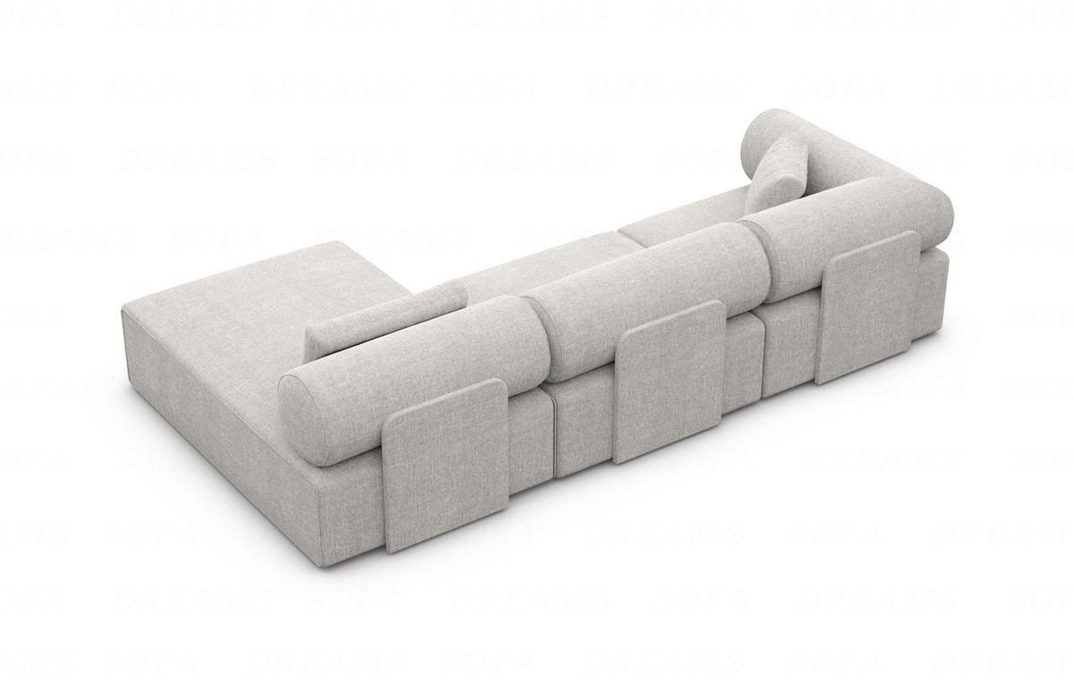 Couch Laguardia L-Form in Stoff Hellgrau