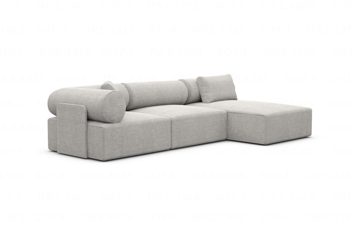 Couch Laguardia L-Form in Stoff Hellgrau