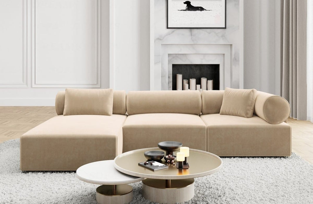 Couch Laguardia L-Form in Stoff