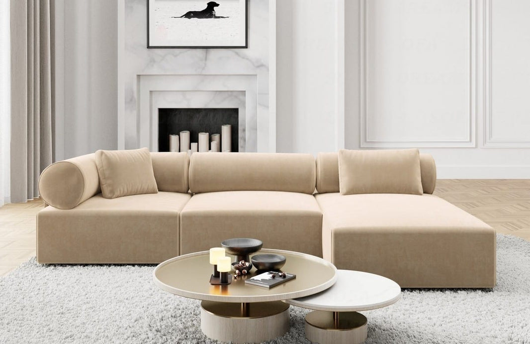 Couch Laguardia L-Form in Stoff