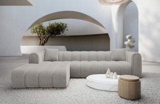 Stoff Ecksofa Almagro L-Form Hellgrau