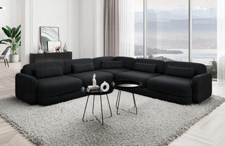 Ecksofa Valencia L-Form aus Stoff Schwarz