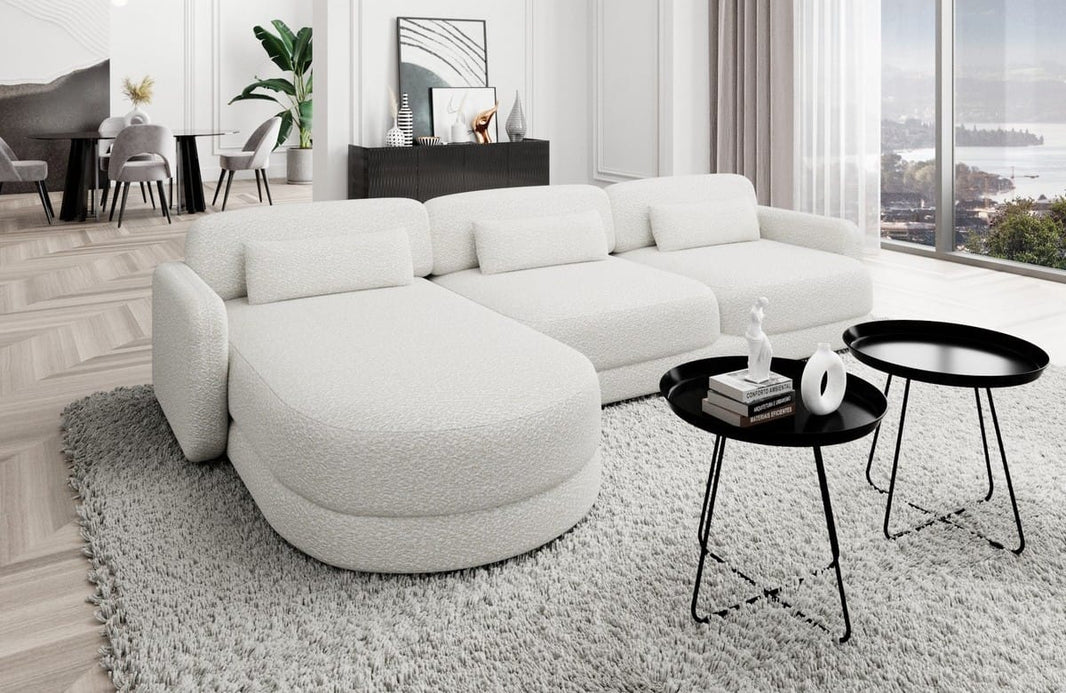 Ecksofa Valencia L-Form aus Stoff Kurz