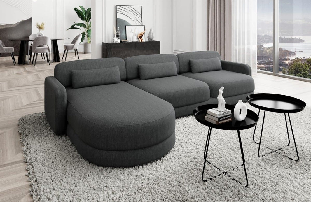 Ecksofa Valencia L-Form aus Stoff Kurz