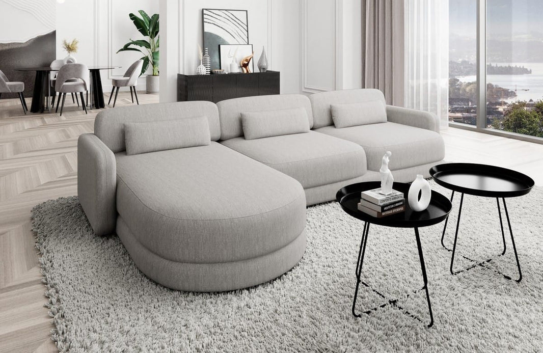 Ecksofa Valencia L-Form aus Stoff Kurz