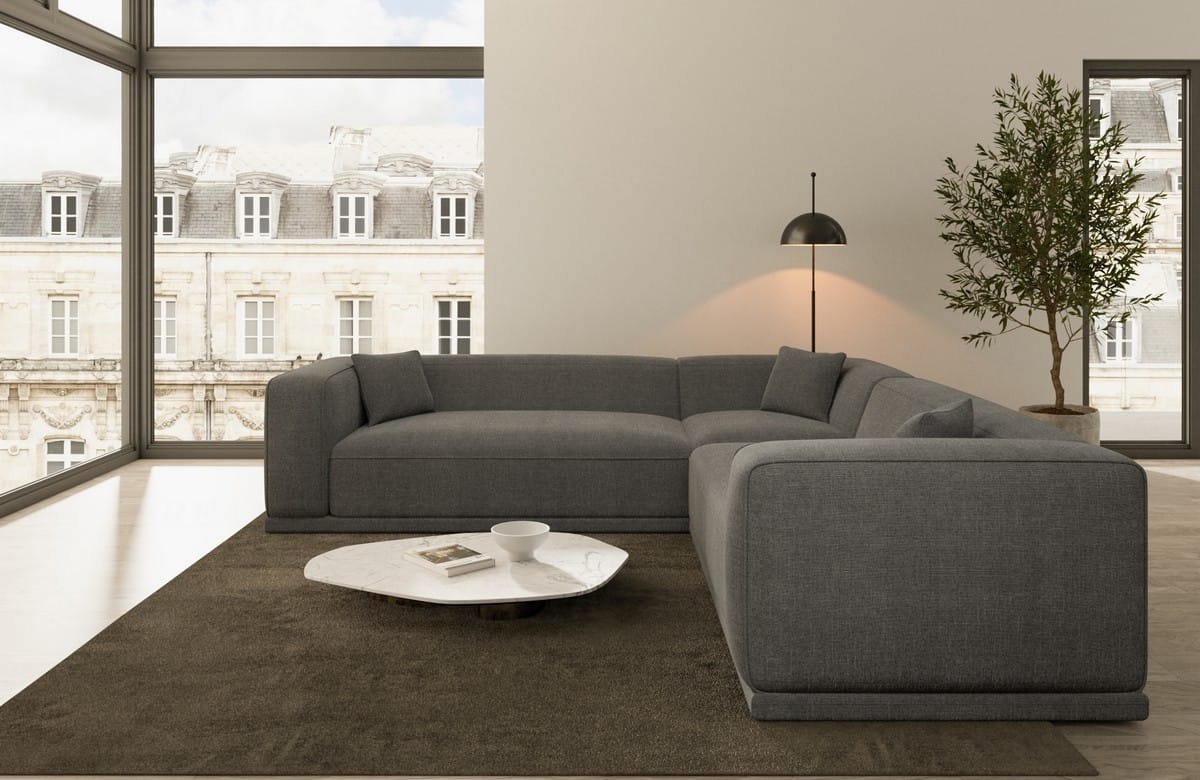 Stoff Ecksofa Merida L-Form Anthrazit