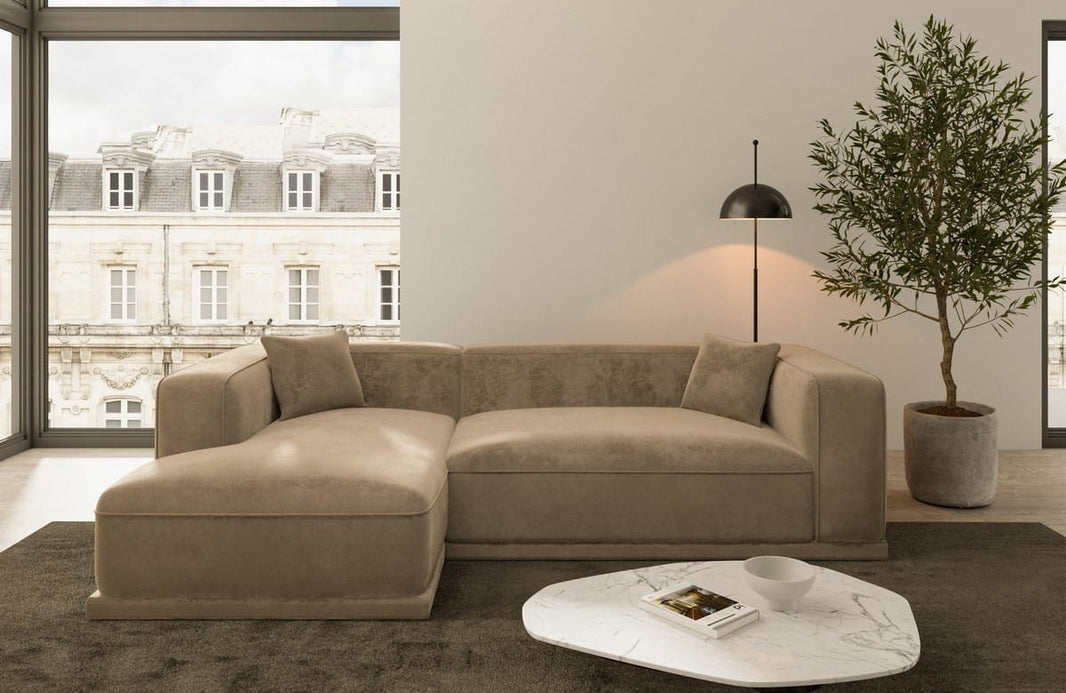 Couch Merida L-Form in Stoff