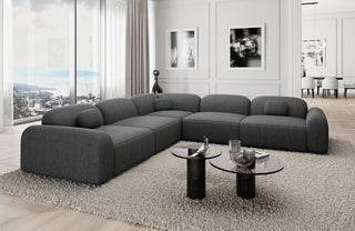 Ecksofa Barcelona L-Form aus Stoff Dunkelgrau