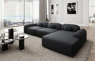 Ecksofa Barcelona L-Form aus Stoff Kurz Schwarz