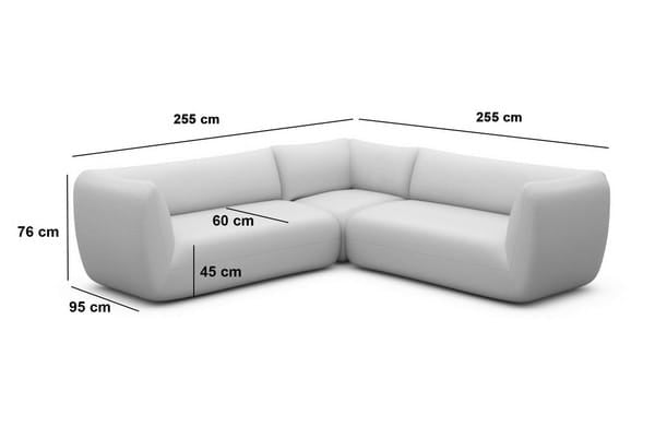 Couch Madrid L-Form in Stoff Dunkelgrau