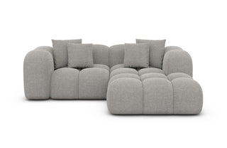 Mini Stoff Ecksofa Formentera L-Form Hellgrau