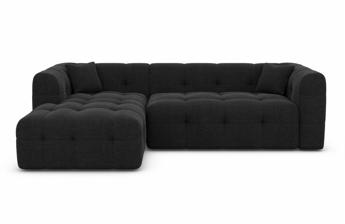 Couch Sevilla L-Form in Stoff Schwarz
