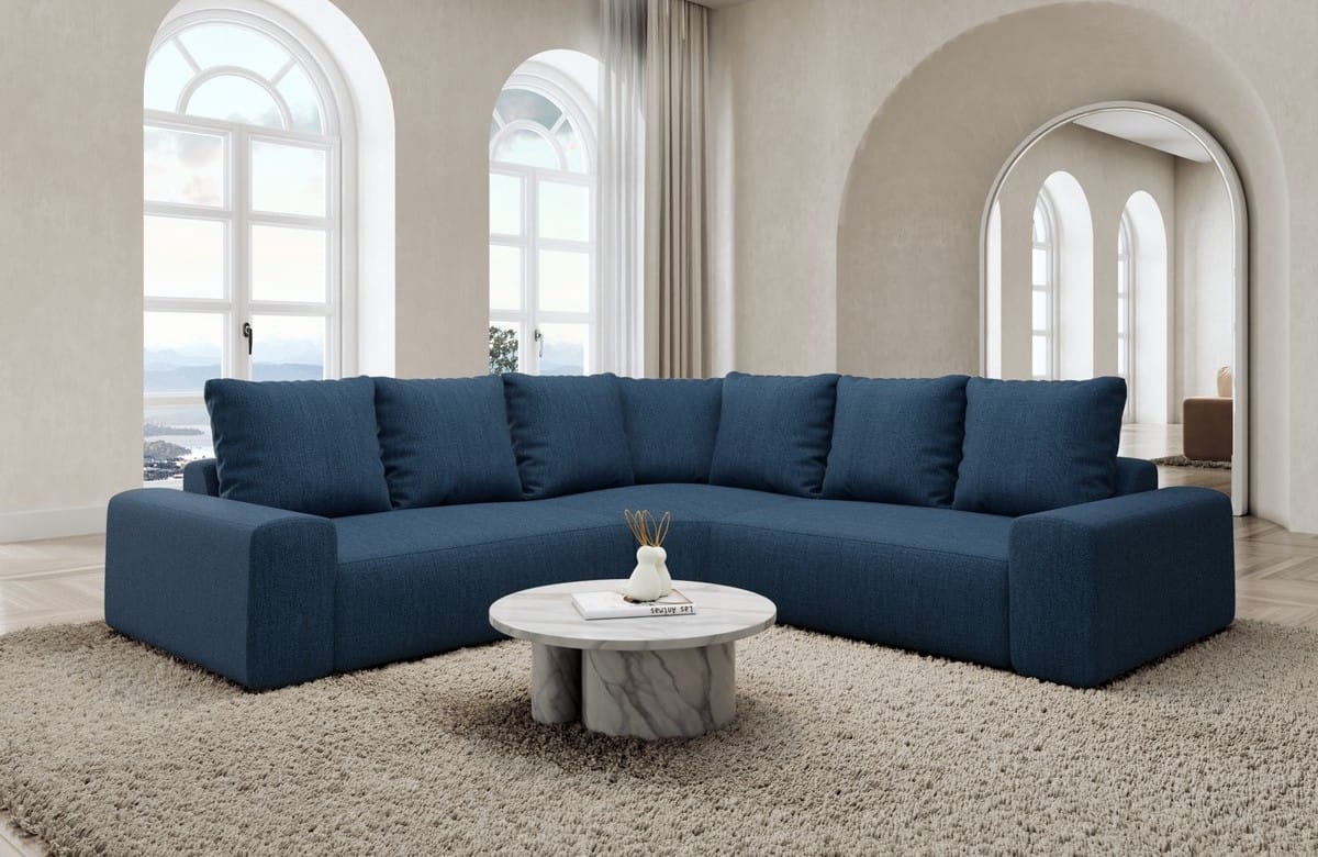 Couch Gomera L-Form in Stoff Blau