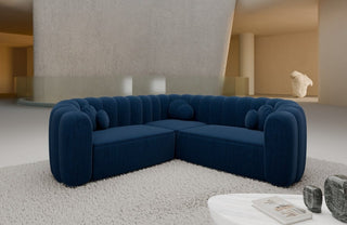 Stoff Ecksofa Almeria L-Form Blau
