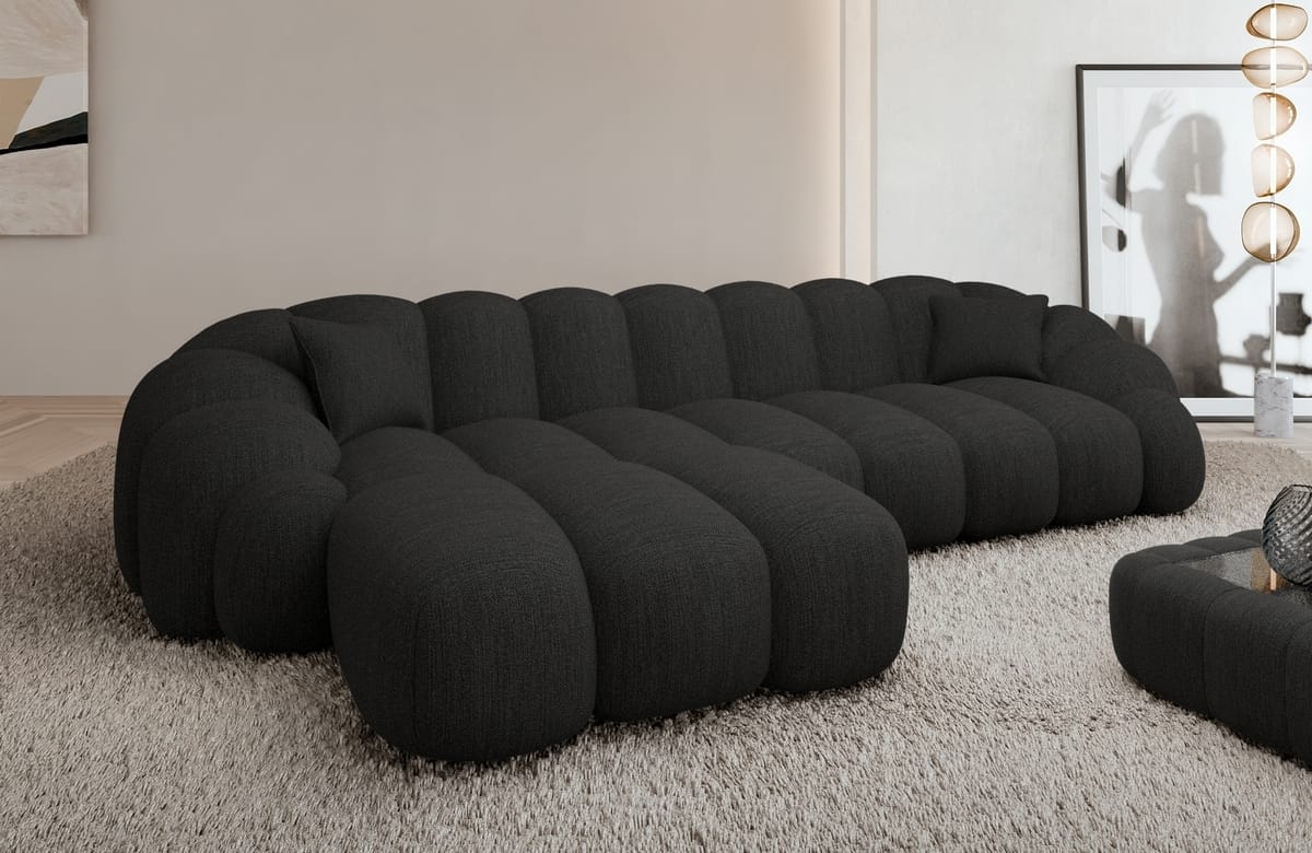 Couch Rajada L-Form in Stoff Schwarz