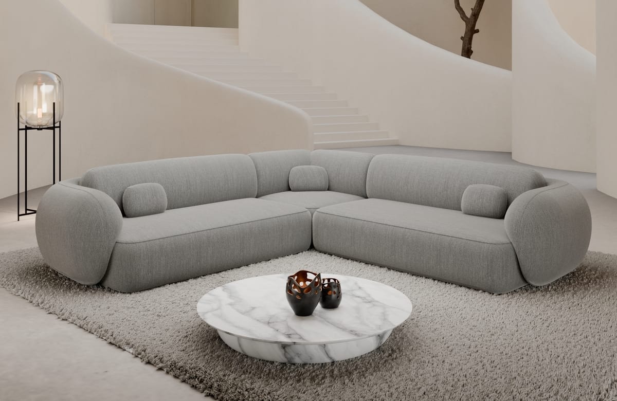 Couch Altea L-Form in Stoff Hellgrau