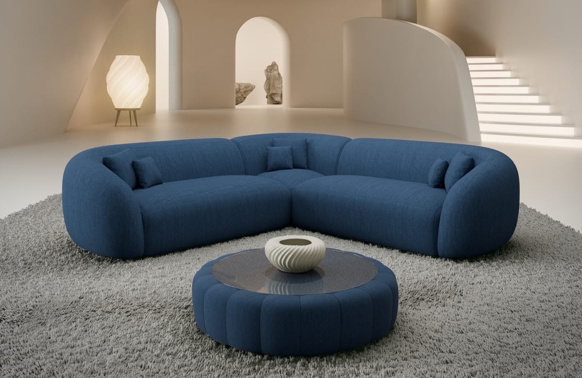 Stoff Ecksofa Sorelia L-Form Blau