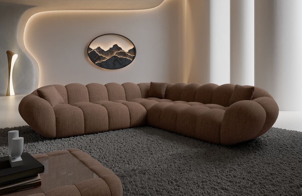 Stoff Ecksofa Maleron L-Form Braun