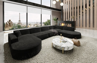 Wohnlandschaft Alegranza U-Form aus Stoff Schwarz