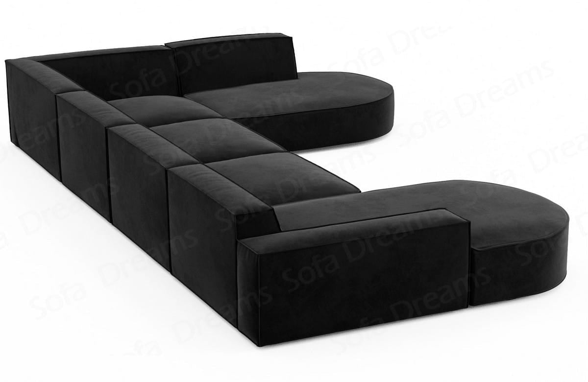 Wohnlandschaft Alegranza U-Form aus Stoff Schwarz