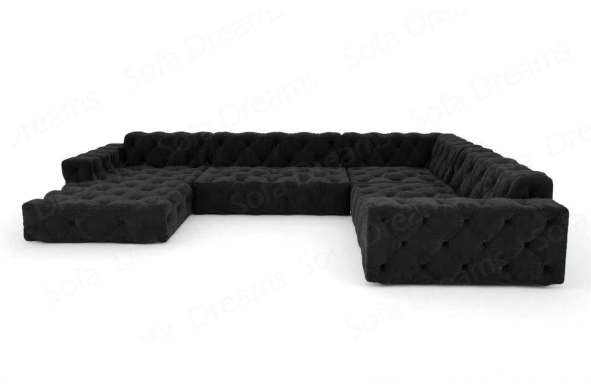 Wohnlandschaft Menorca U-Form aus Stoff Schwarz