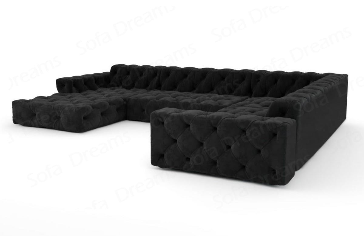 Wohnlandschaft Menorca U-Form aus Stoff Schwarz