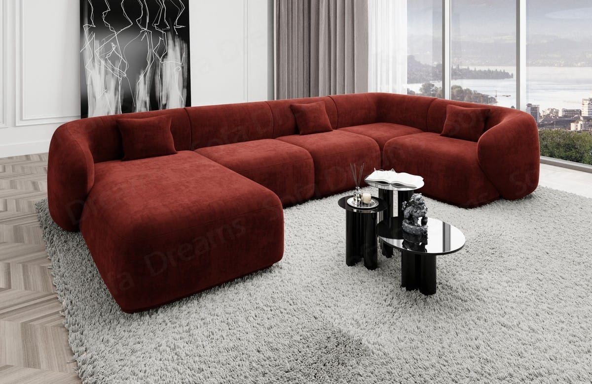 Couchlandschaft Marbella U-Form in Stoff Rot