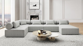 Couchlandschaft Laguardia U-Form in Stoff Hellgrau