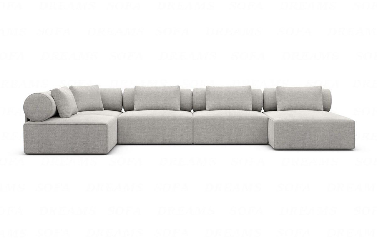 Couchlandschaft Laguardia U-Form in Stoff Hellgrau