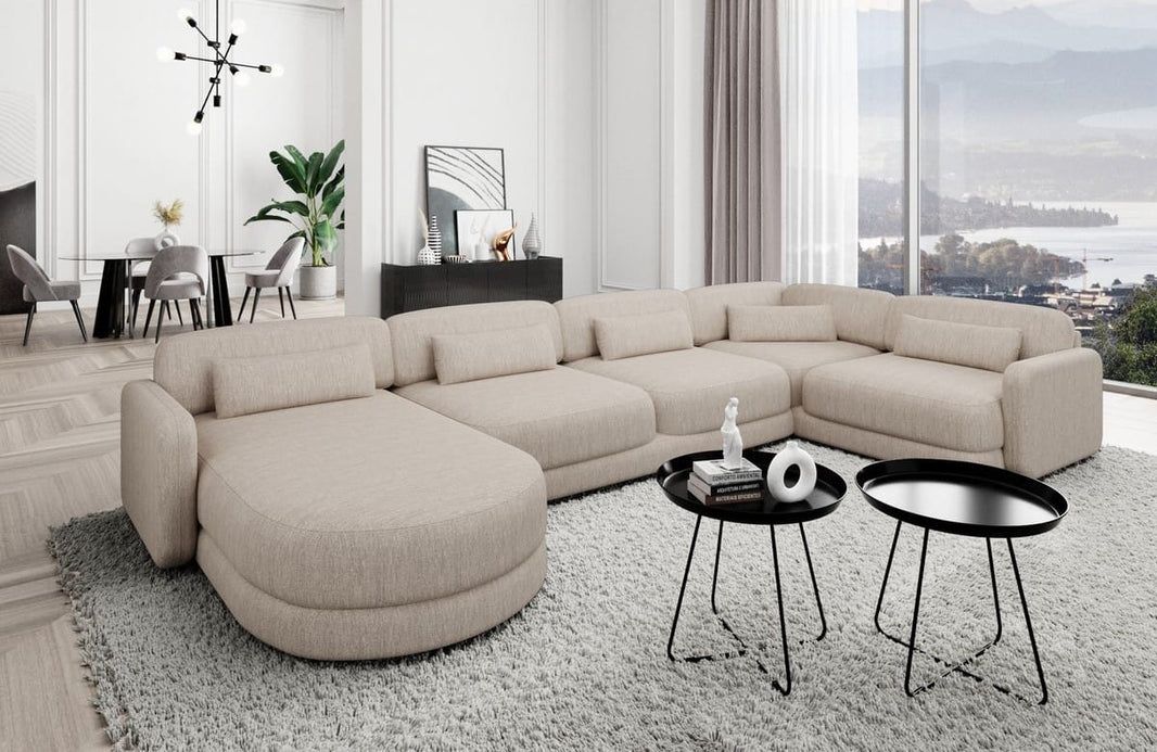 Wohnlandschaft Valencia U-Form aus Stoff