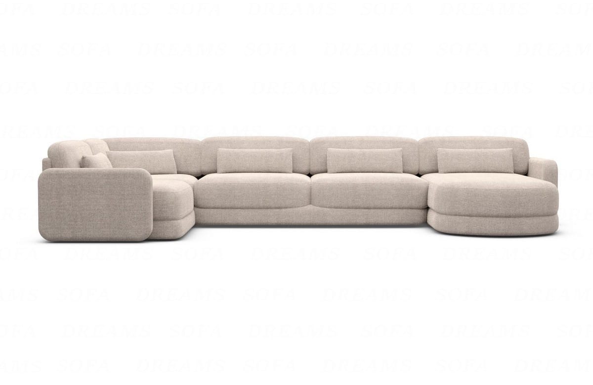 Wohnlandschaft Valencia U-Form aus Stoff Beige