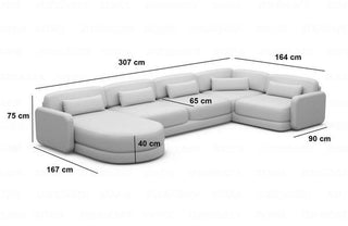 Wohnlandschaft Valencia U-Form aus Stoff Beige