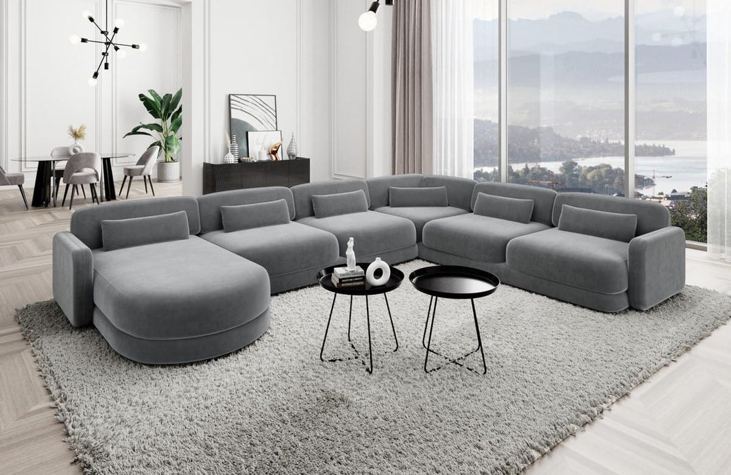 Wohnlandschaft Valencia XXL U-Form in Stoff