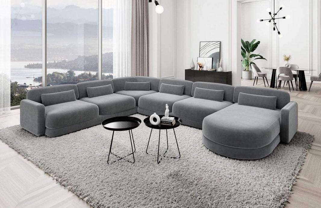 Wohnlandschaft Valencia XXL U-Form in Stoff