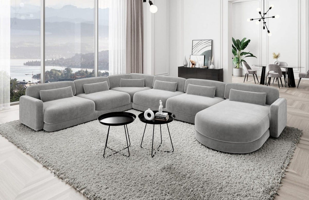 Wohnlandschaft Valencia XXL U-Form in Stoff