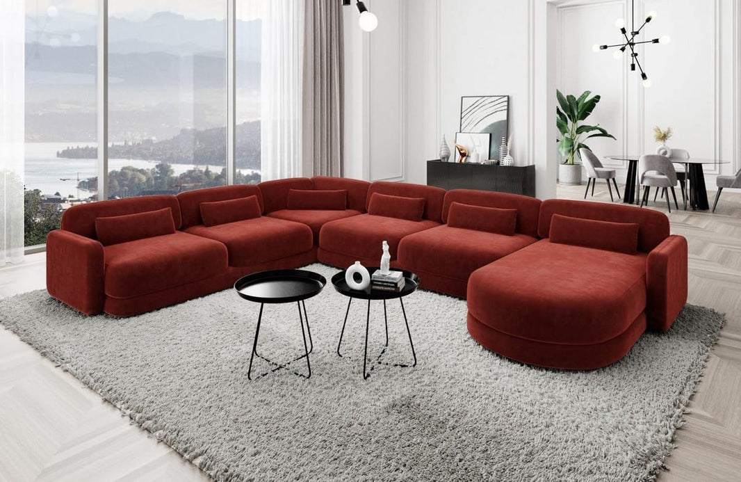 Wohnlandschaft Valencia XXL U-Form in Stoff