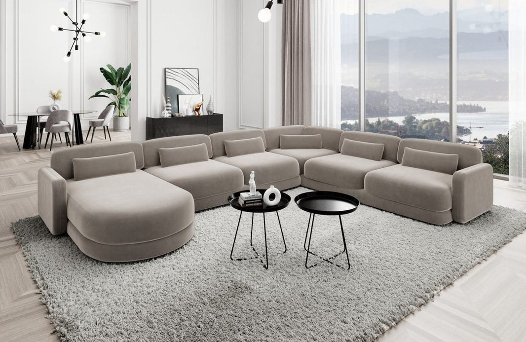 Wohnlandschaft Valencia XXL U-Form in Stoff