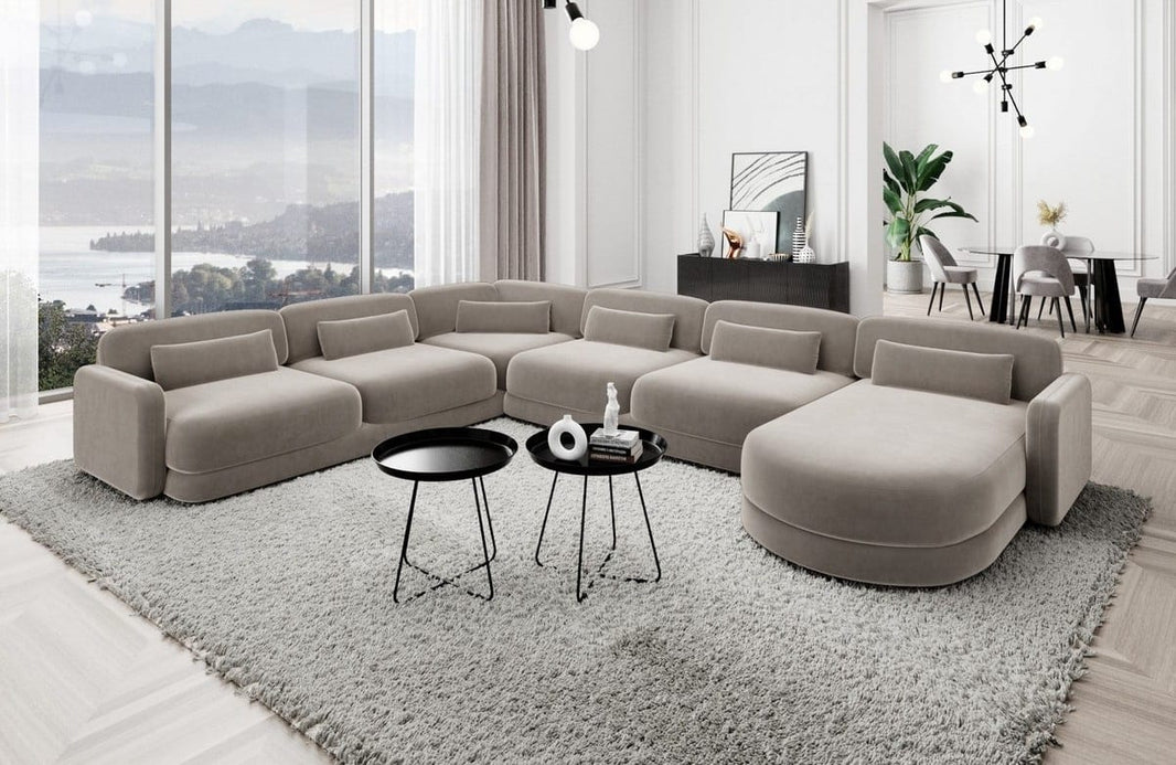 Wohnlandschaft Valencia XXL U-Form in Stoff