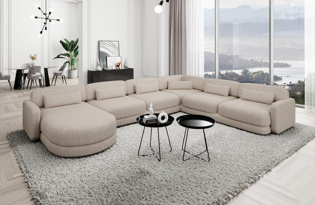 Wohnlandschaft Valencia XXL U-Form in Stoff