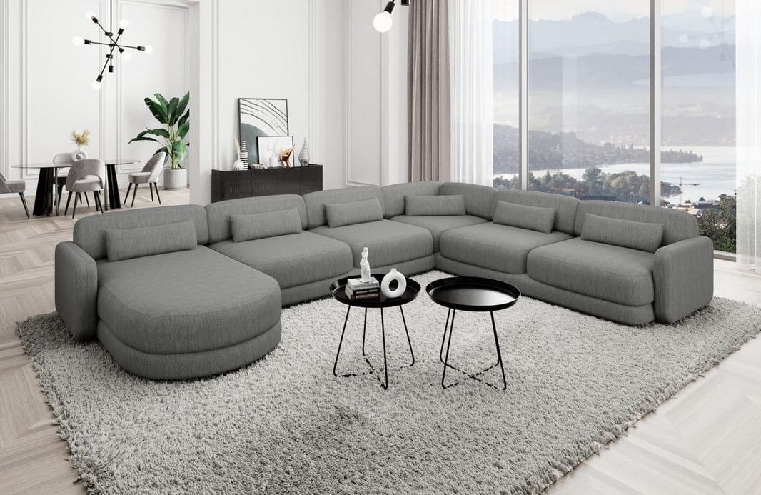Wohnlandschaft Valencia XXL U-Form in Stoff