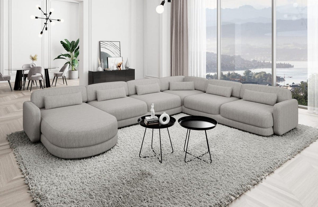 Wohnlandschaft Valencia XXL U-Form in Stoff