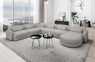 Wohnlandschaft Valencia XXL U-Form in Stoff Hellgrau