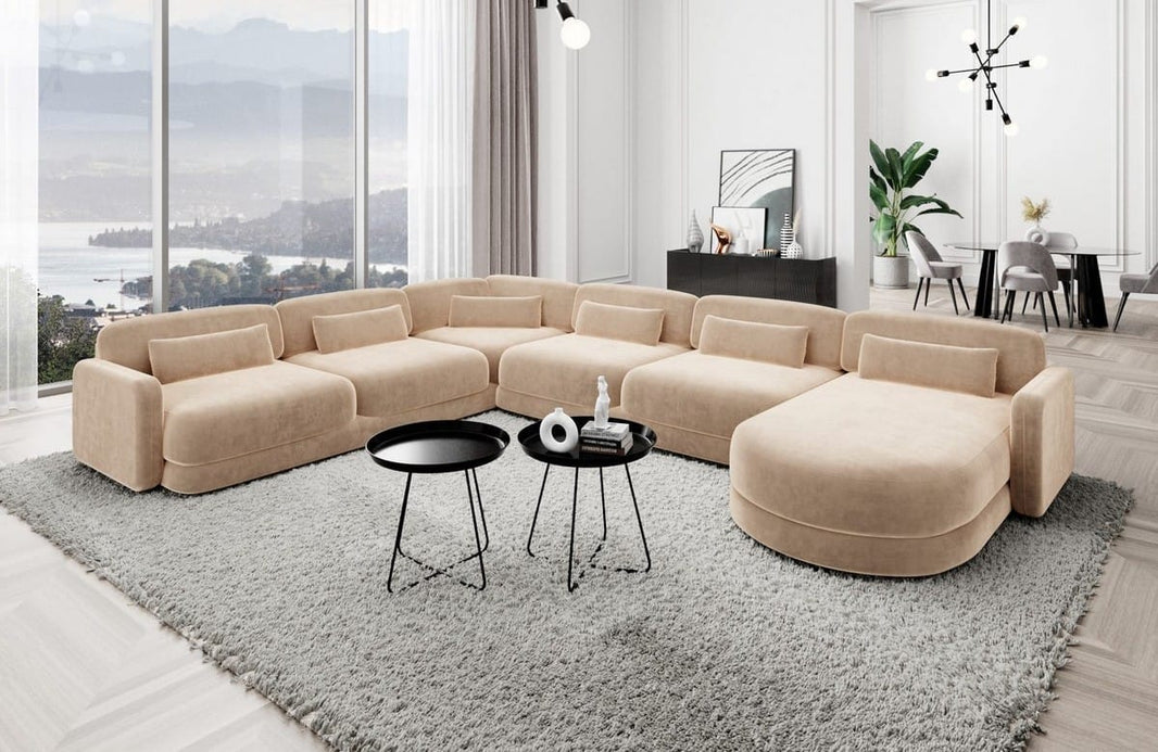 Wohnlandschaft Valencia XXL U-Form in Stoff