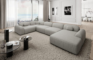 Wohnlandschaft Barcelona U-Form aus Stoff Hellgrau