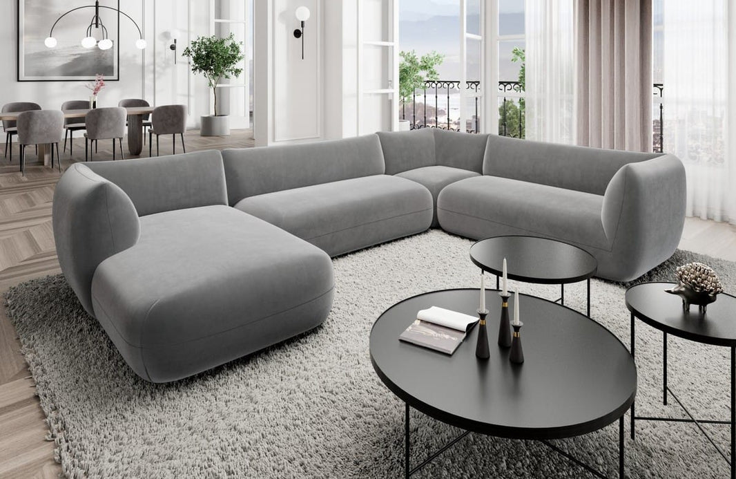 XXL Wohnlandschaft Madrid U-Form aus Stoff