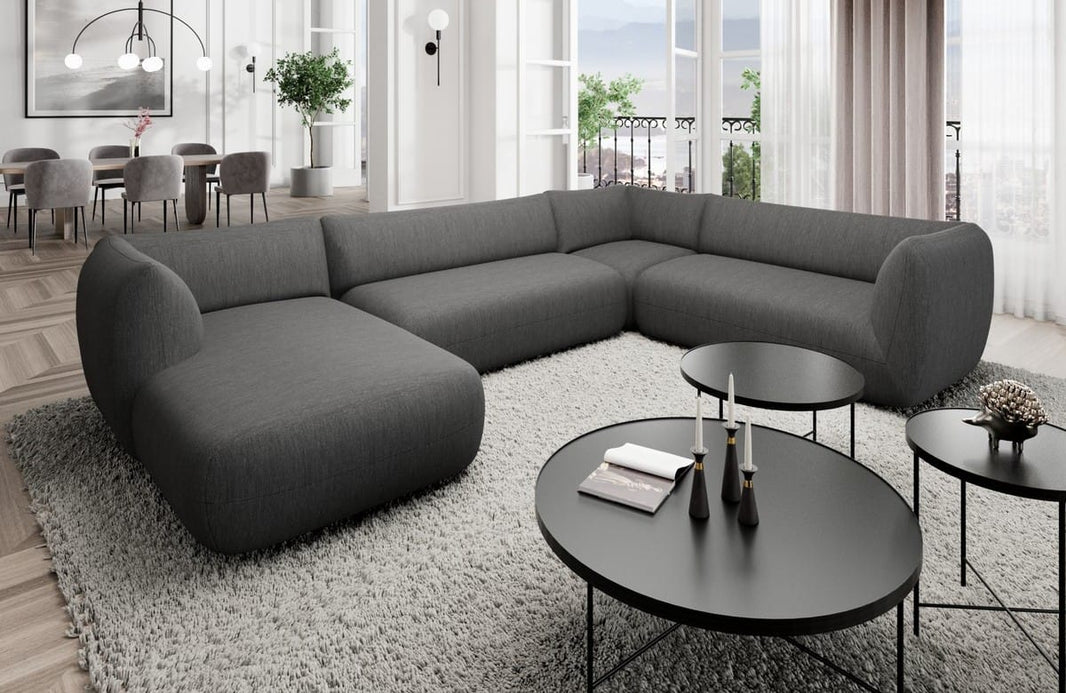 XXL Wohnlandschaft Madrid U-Form aus Stoff