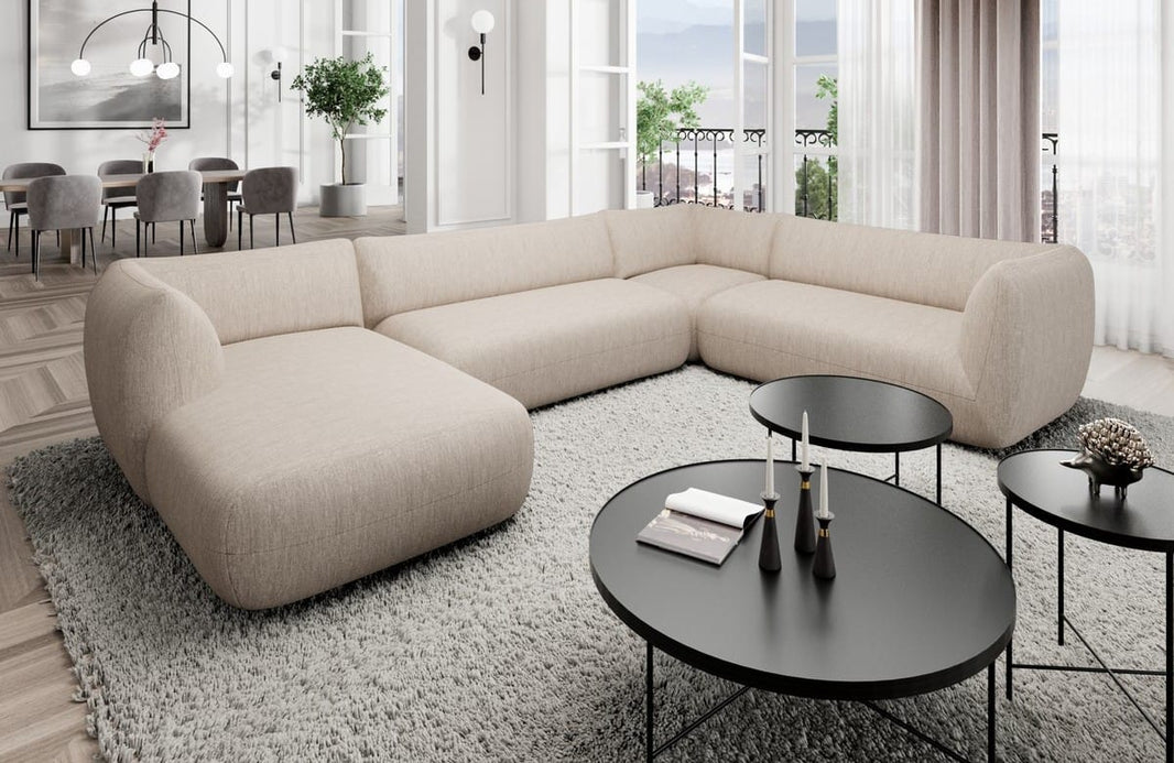 XXL Wohnlandschaft Madrid U-Form aus Stoff
