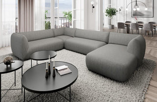 XXL Wohnlandschaft Madrid U-Form aus Stoff Dunkelgrau