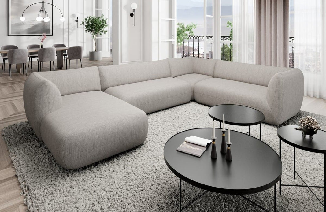 XXL Wohnlandschaft Madrid U-Form aus Stoff